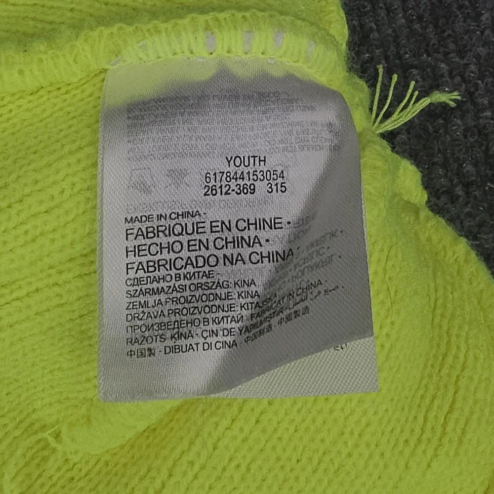 Nike Hat Beanie Youth One Size Yellow Plaid Knit Pom Winter Swoosh Sports